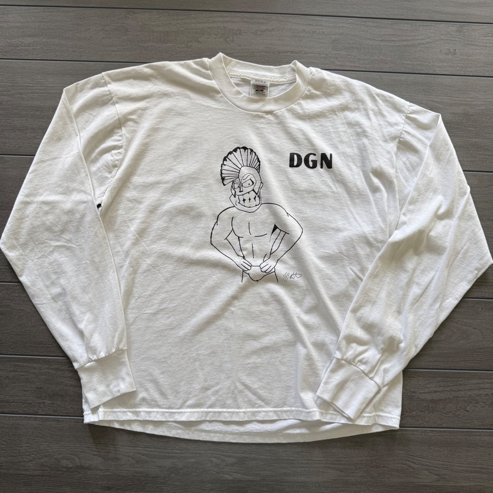 Fruit of the Loom Long Sleeve Shirt XL White Vintage DGN Trojans High School Tee